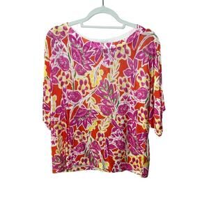 Lauren Ralph Lauren Blouse Top Women's PL Multicolor Floral Crew Neck Pullover